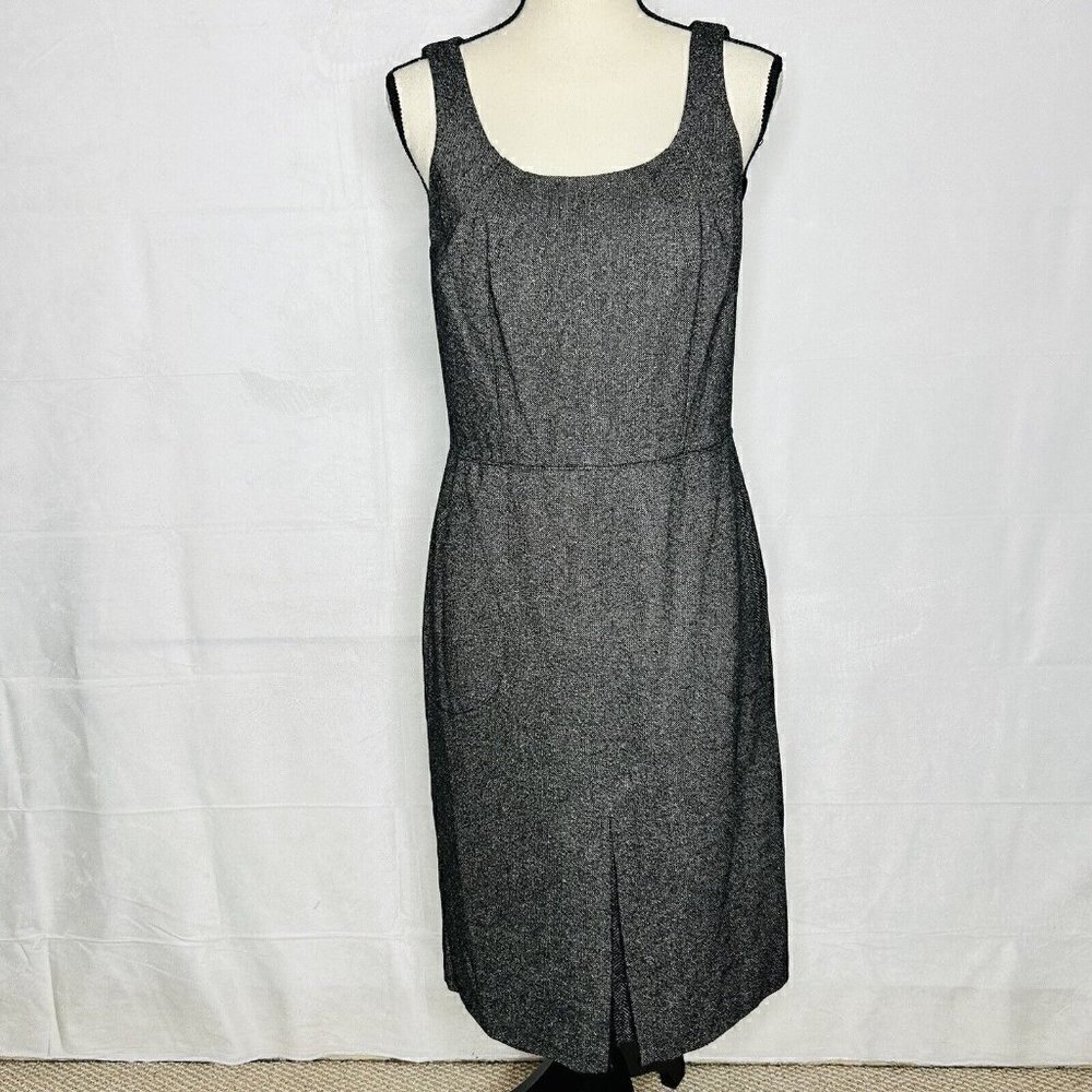 Ann Taylor Women's Dress Wool Silk Blend Black Tweed Size 6 Sleeveless Stretch